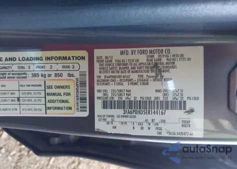 2014 Ford Fusion Se z USA, uszkodzony, nr VIN 3FA6P0HD5ER144167
